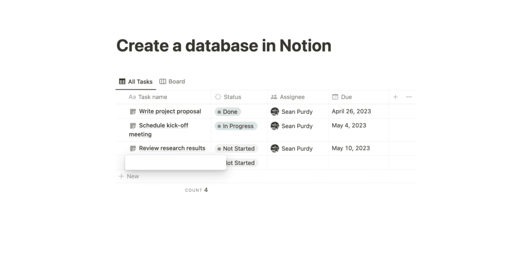 Adding a new entry to notion database